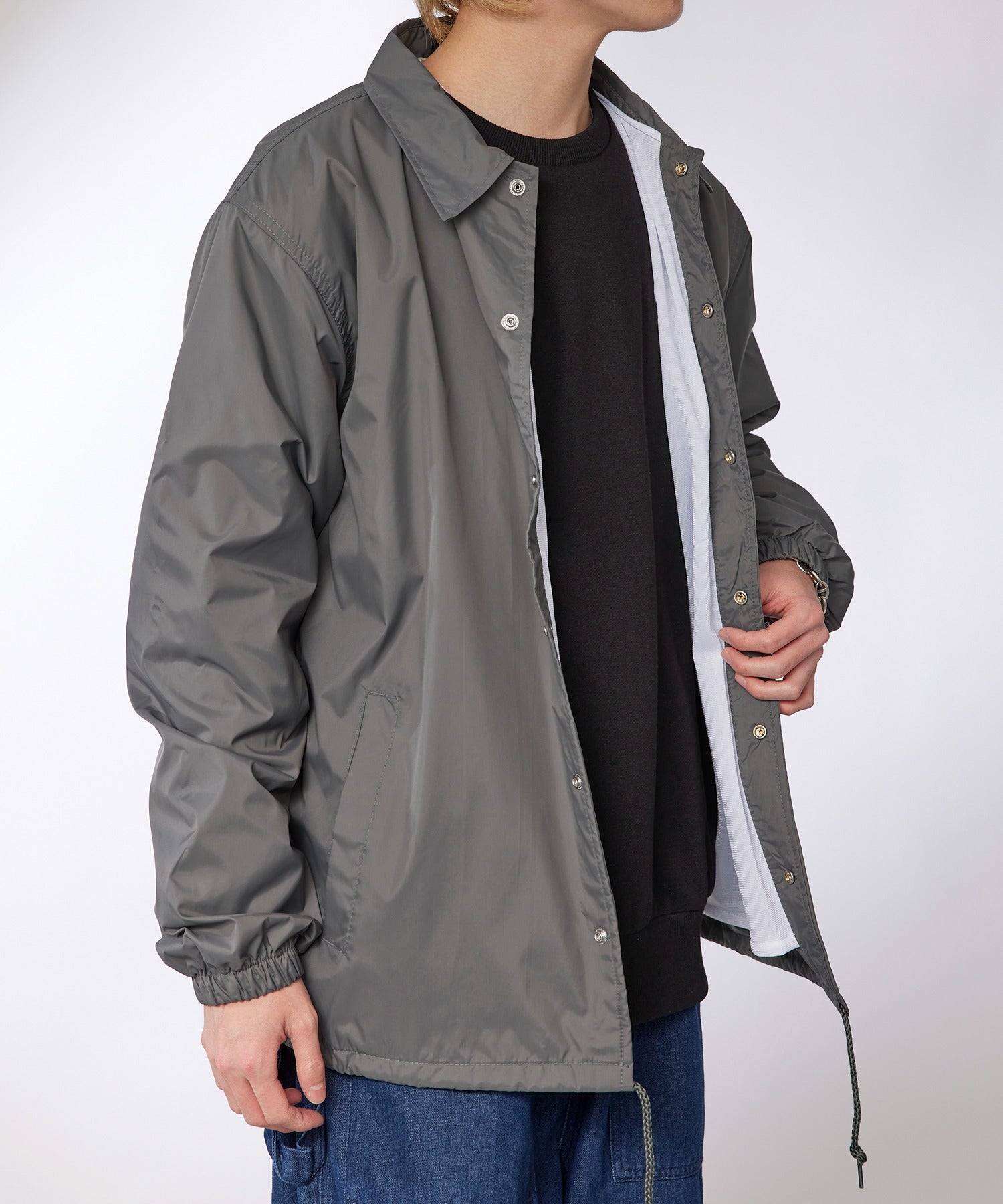 ユナイテッドアスレ United Athle 軽量アウターの定番! ナイロン コーチジャケット ブルゾン アウター 無地 撥水 705901 (アッシュグレー) アッシュグレー