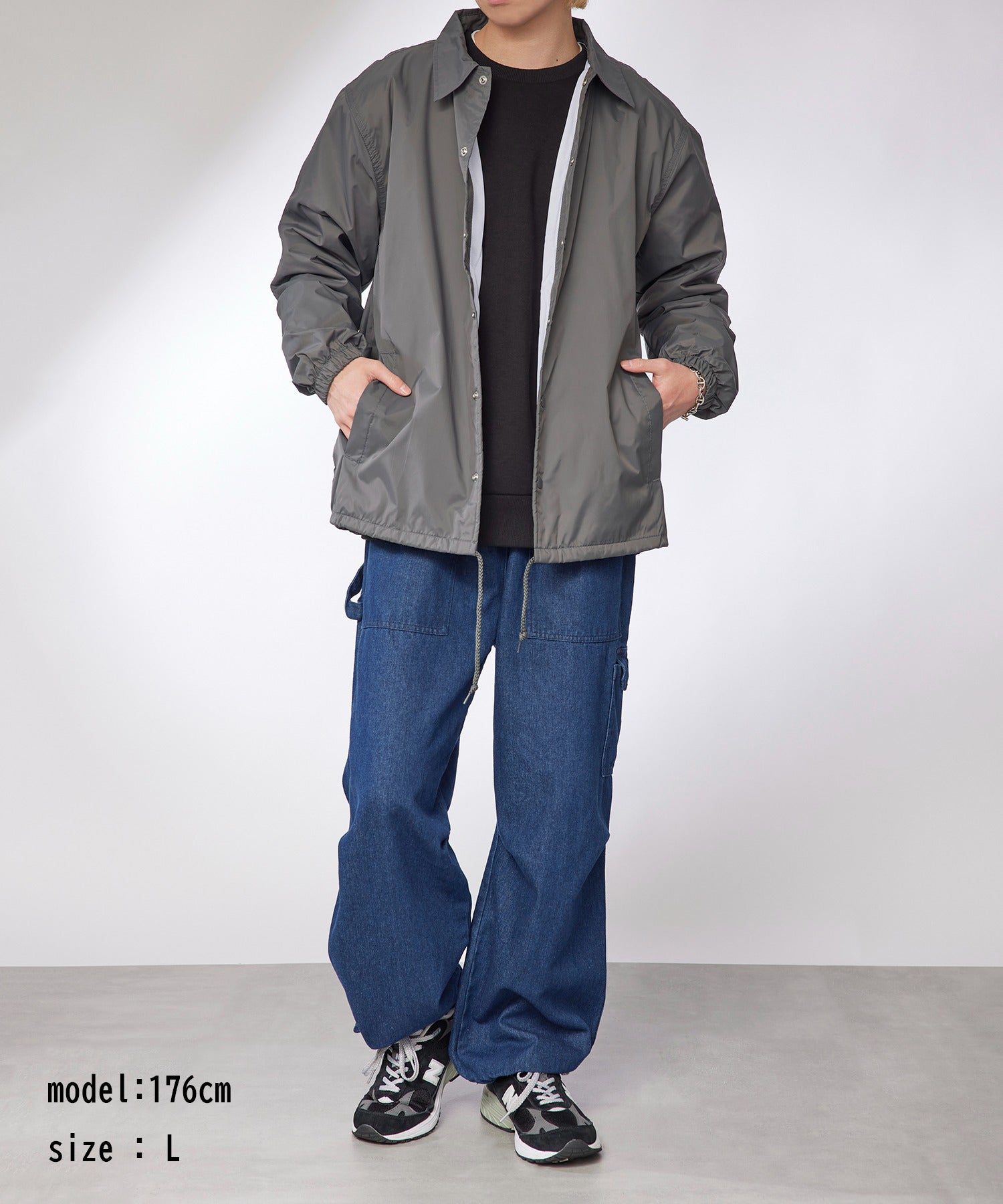 ユナイテッドアスレ United Athle 軽量アウターの定番! ナイロン コーチジャケット ブルゾン アウター 無地 撥水 705901 (アッシュグレー) アッシュグレー