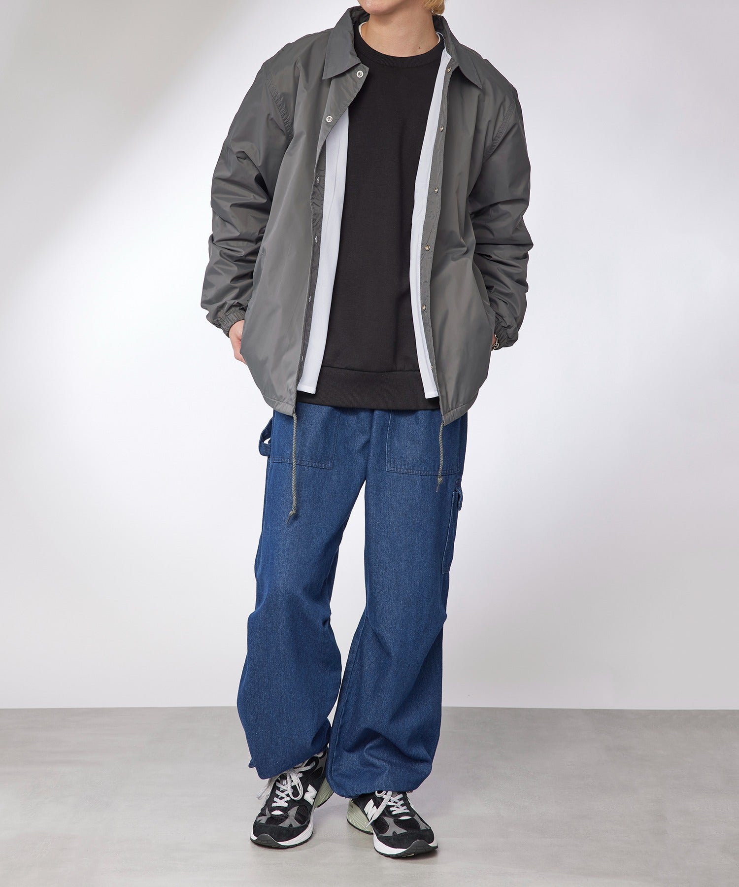 ユナイテッドアスレ United Athle 軽量アウターの定番! ナイロン コーチジャケット ブルゾン アウター 無地 撥水 705901 (アッシュグレー) アッシュグレー