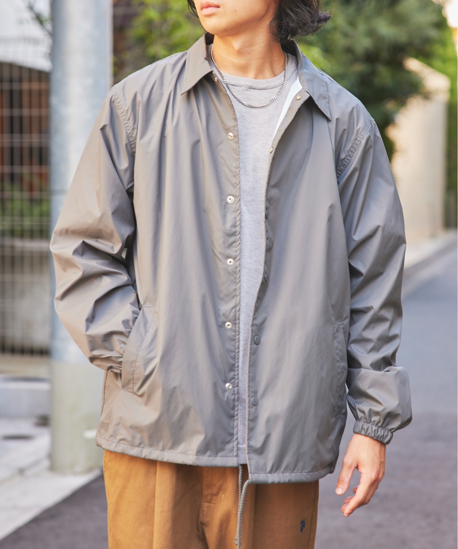 ユナイテッドアスレ United Athle 軽量アウターの定番! ナイロン コーチジャケット ブルゾン アウター 無地 撥水 705901 (アッシュグレー) アッシュグレー