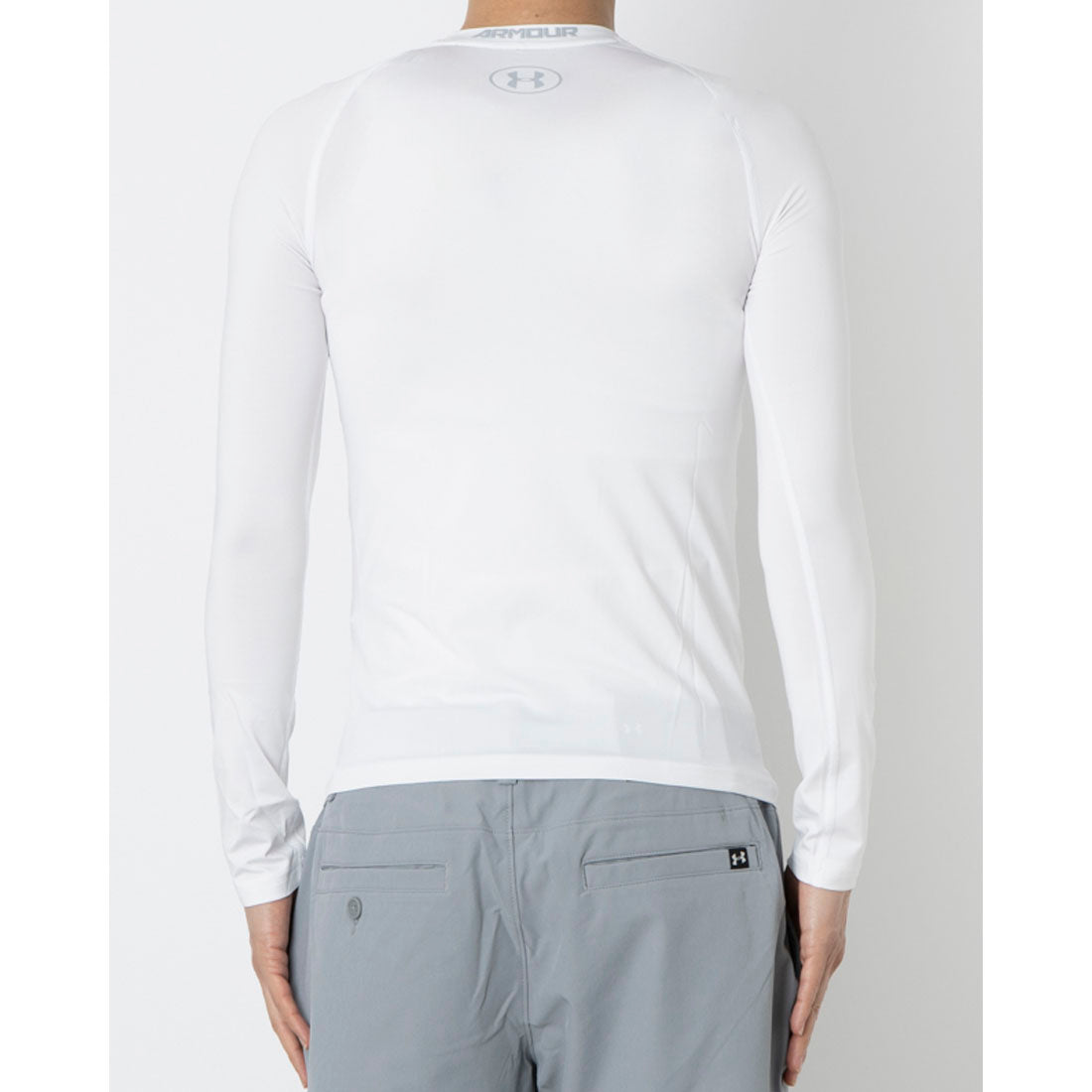 アンダーアーマー UNDER ARMOUR ヒートギア アーマー ロングスリーブ 長袖Tシャツ (ホワイト×グレー) ホワイト×グレー