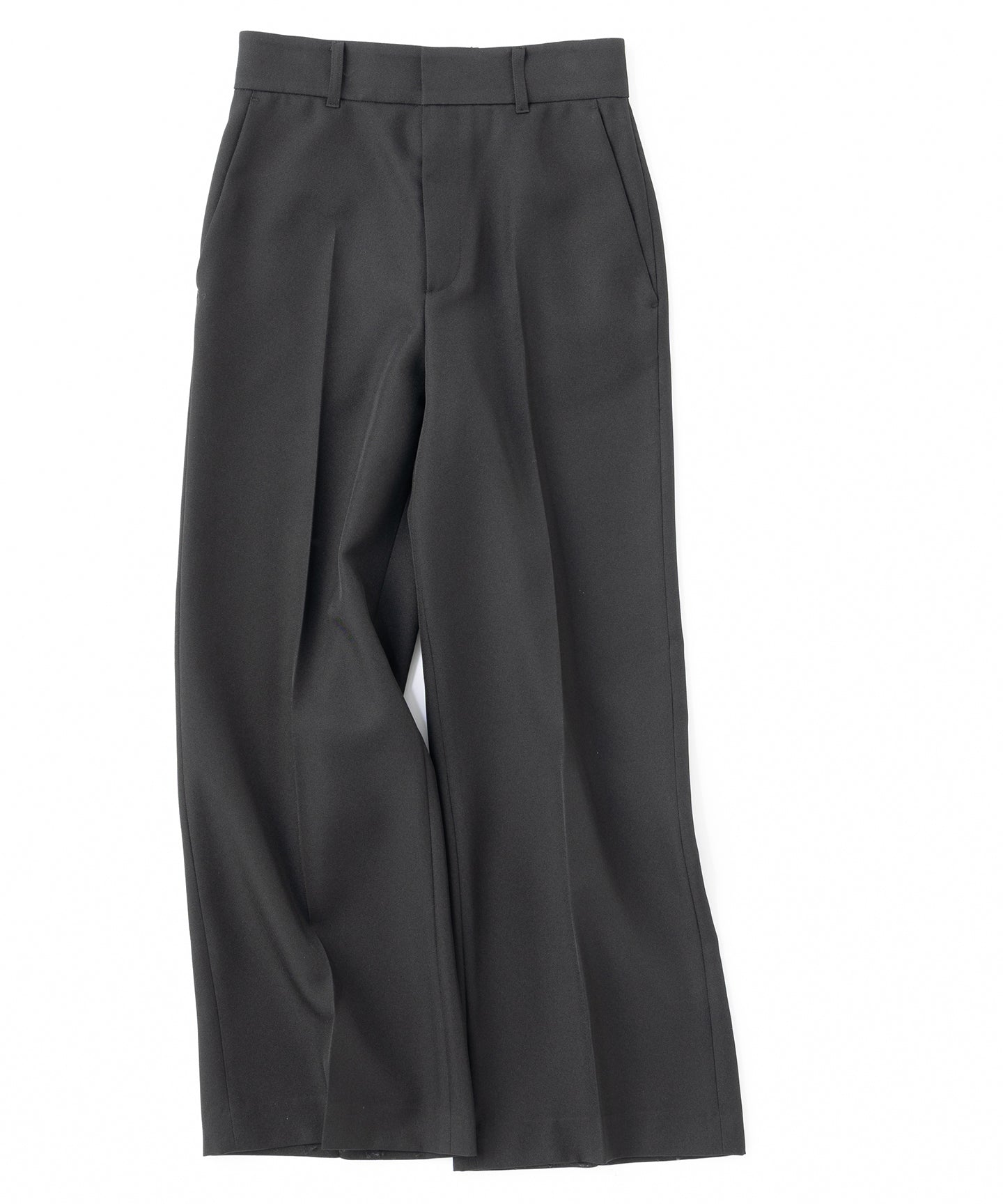 UNFILO 【蓄熱】ウールライクツイル ワイドパンツ (ブラック) ブラック