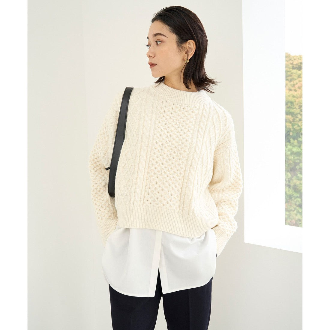 UNFILO 【洗える】ケーブルニット (オフ) オフ