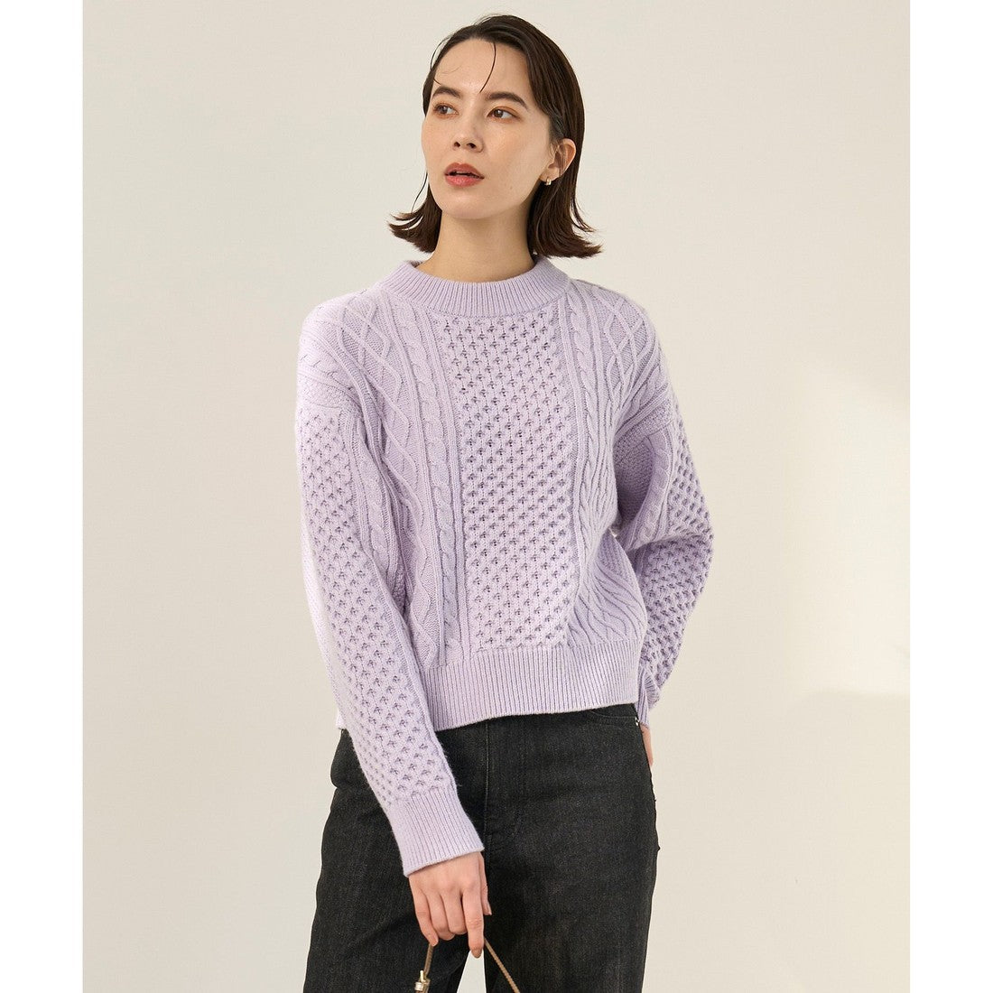 UNFILO 【洗える】ケーブルニット (オフ) オフ