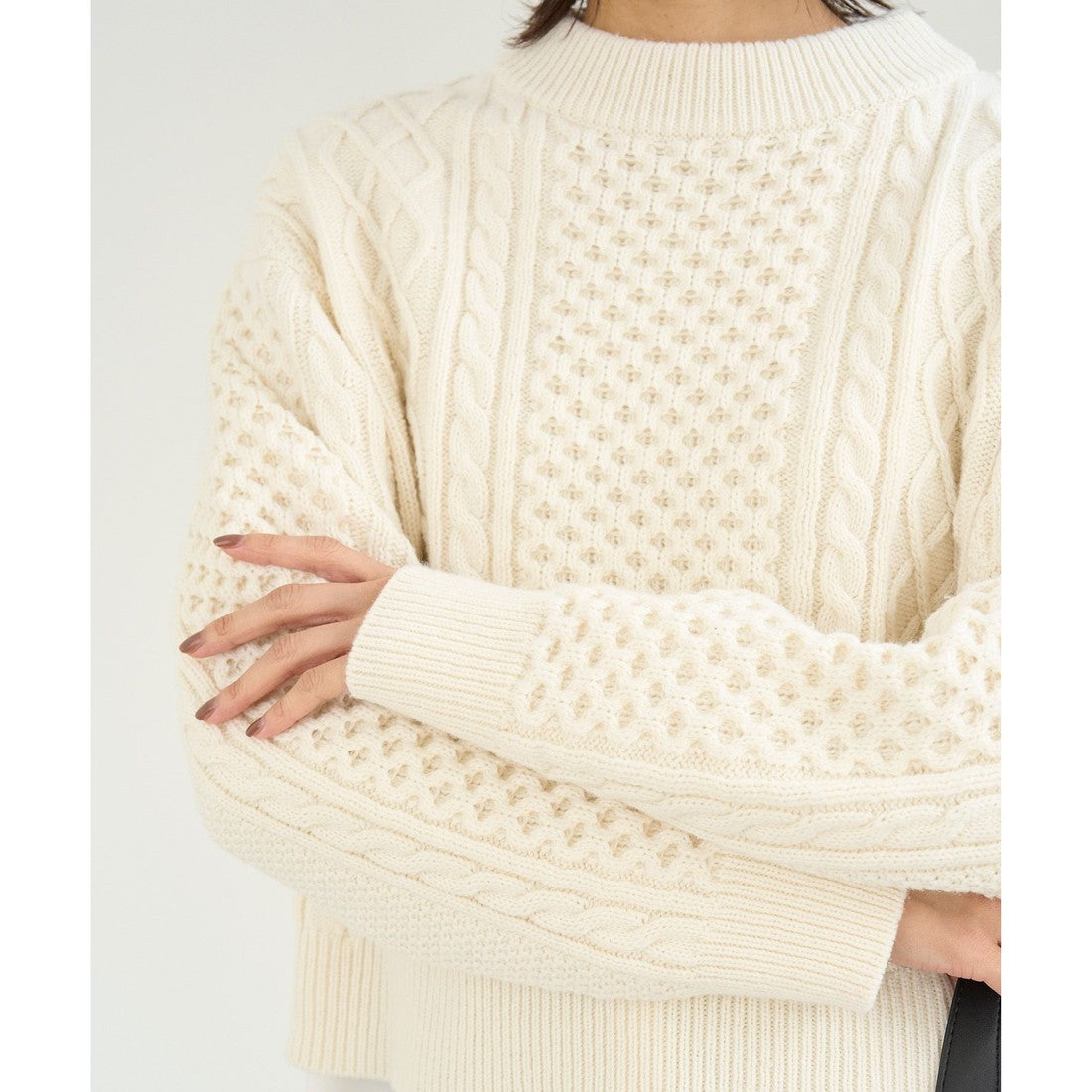 UNFILO 【洗える】ケーブルニット (オフ) オフ