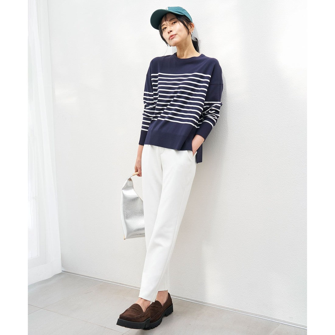 UNFILO 【抗菌防臭/UVケア】マイビューティ クルーネック ニット (ダルブルー) ダルブルー