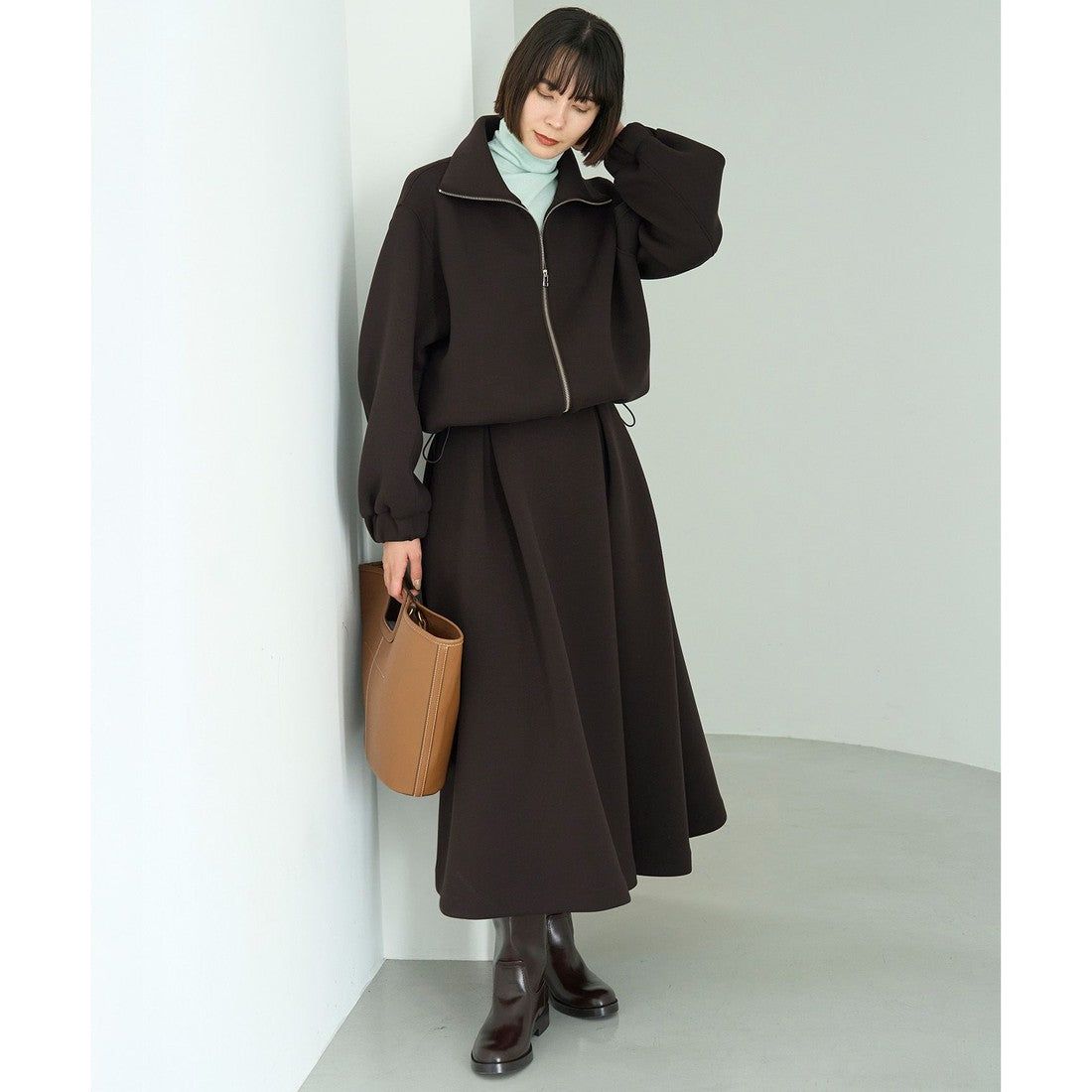 UNFILO 【VERY×UNFILOコラボ】BEAURY FORM JERSEY+ ZIPブルゾン (グレージュ) グレージュ