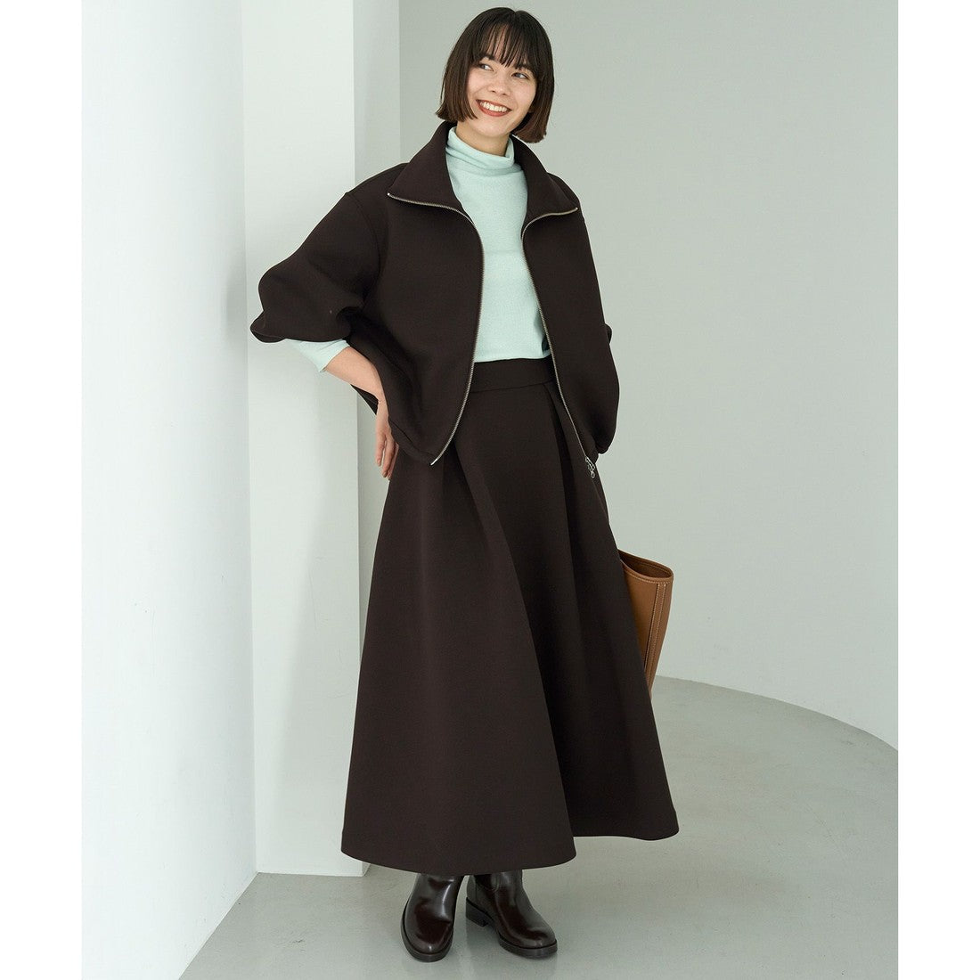 UNFILO 【VERY×UNFILOコラボ】BEAURY FORM JERSEY+ ZIPブルゾン (グレージュ) グレージュ