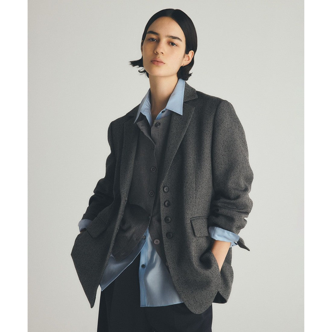 UNFILO リングツイード ジャケット (ブラック) ブラック