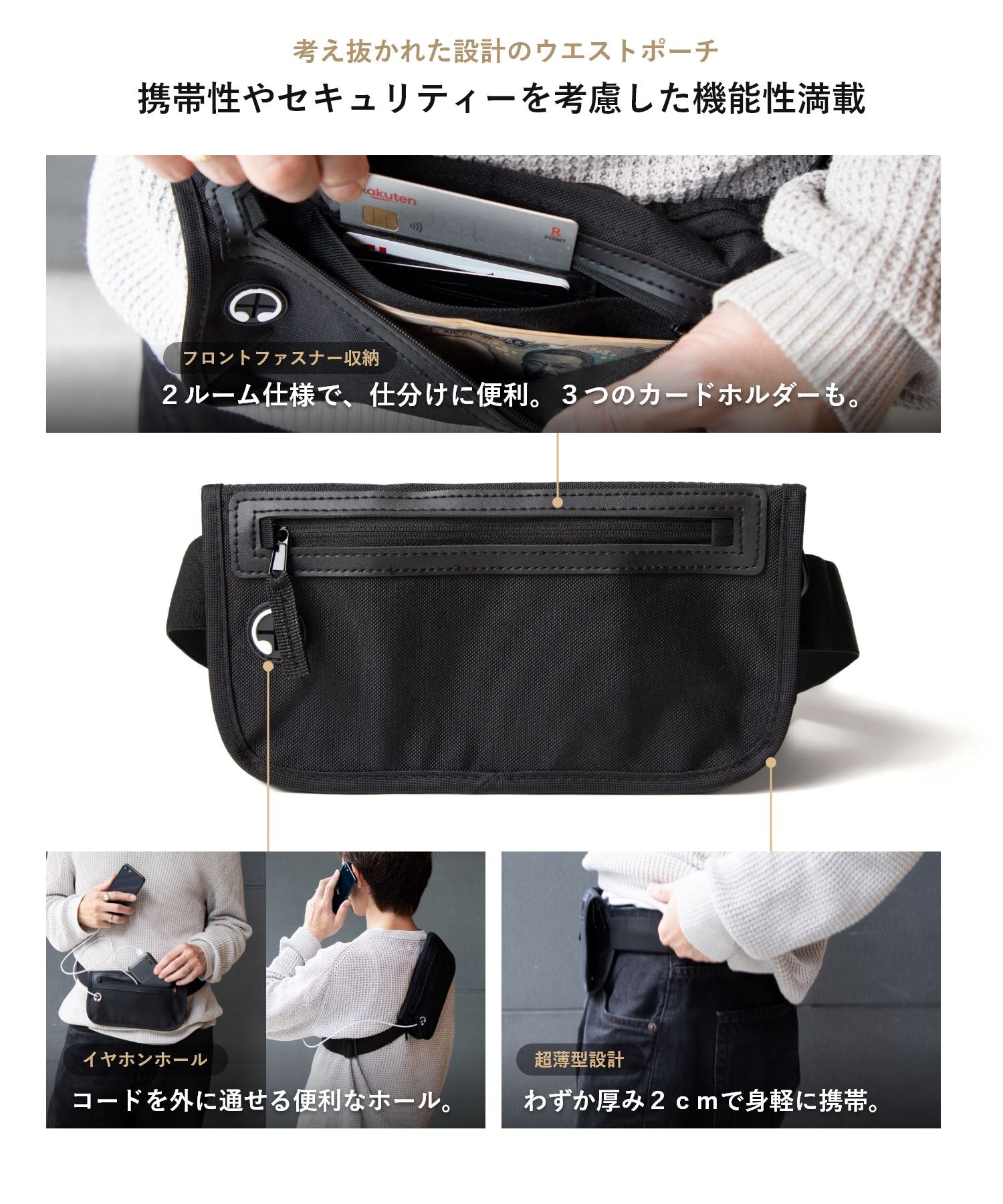 アンノウンアンドコー UNKNOWN&Co. アンノウンアンドコー UNKNOWN&Co. ウォータープルーフ 0.3L セキュリティポーチ スキミング防止 ウエストバッグ ユニセックス バッグ 財布 パスポートケース 海外 (BLACK/ブラック) BLACK/ブラック