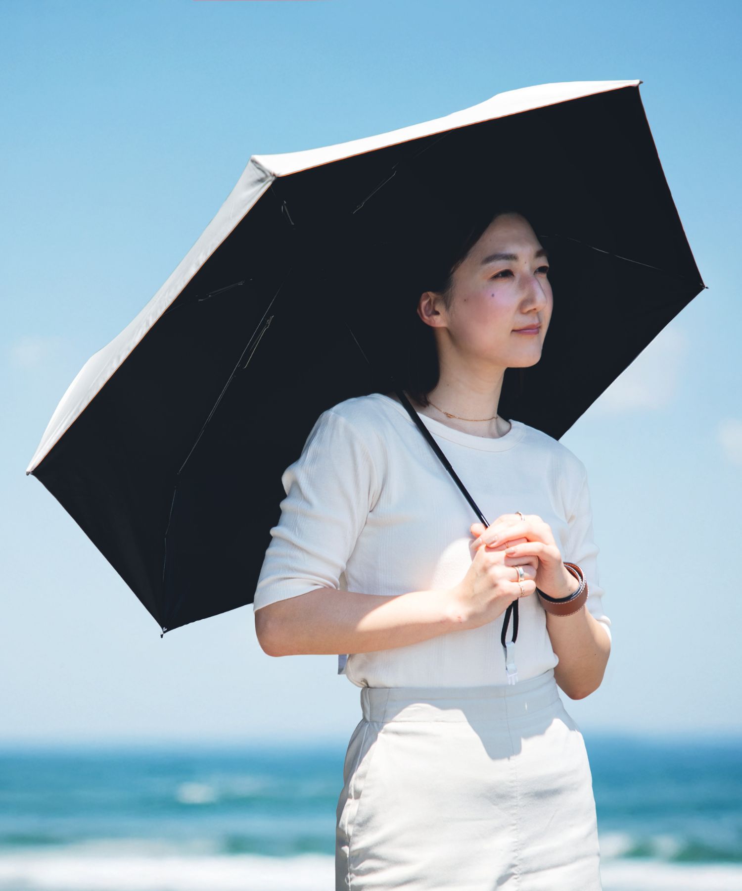 アンノウンアンドコー UNKNOWN&Co. アンノウンアンドコー UNKNOWN&Co. UV CUT PARASOL 日傘 折りたたみ 完全遮光 自動開閉 軽量 撥水 ユニセックス (WHITE/ホワイト) WHITE/ホワイト