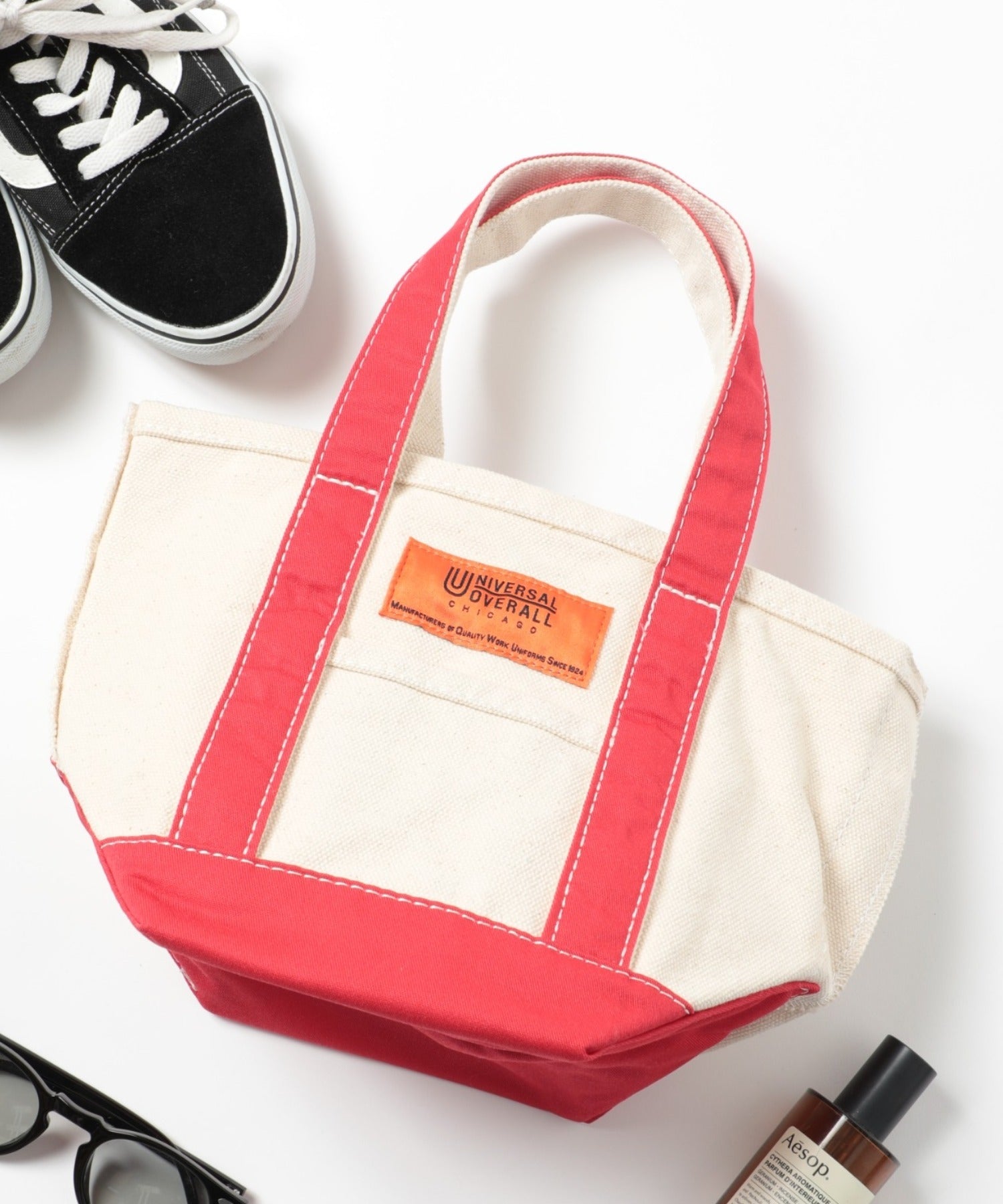 ユニバーサルオーバーオール UNIVERSAL OVERALL 【UNIVERSAL OVERALL】UO TOTE BAG (SMALL) UVO-150 (レッド) レッド