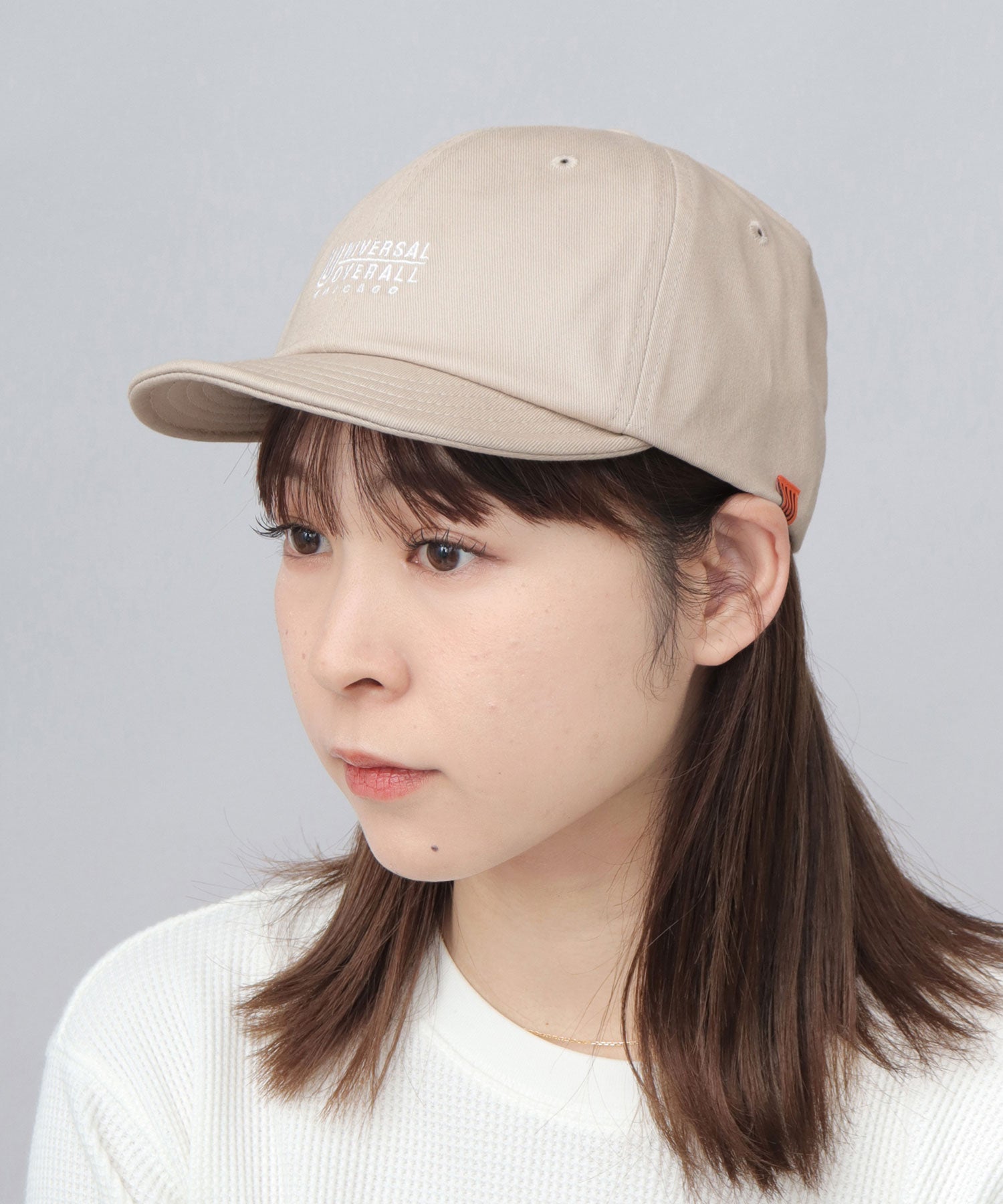 ユニバーサルオーバーオール UNIVERSAL OVERALL ロゴ刺繍 コットン ショートバイザーキャップ ショートブリム アンパイアキャップ (ダークグリーン) ダークグリーン