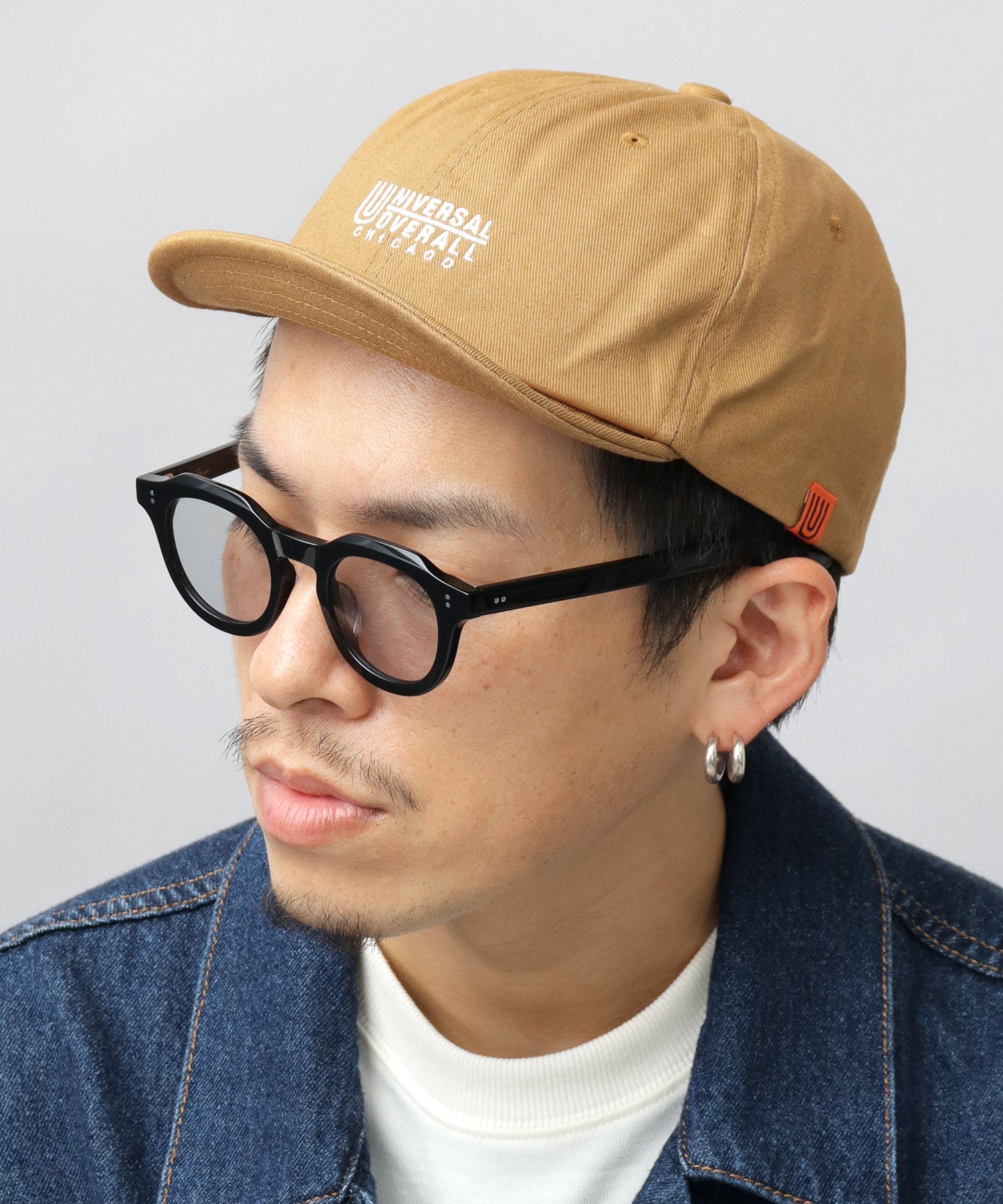 ユニバーサルオーバーオール UNIVERSAL OVERALL ロゴ刺繍 コットン ショートバイザーキャップ ショートブリム アンパイアキャップ