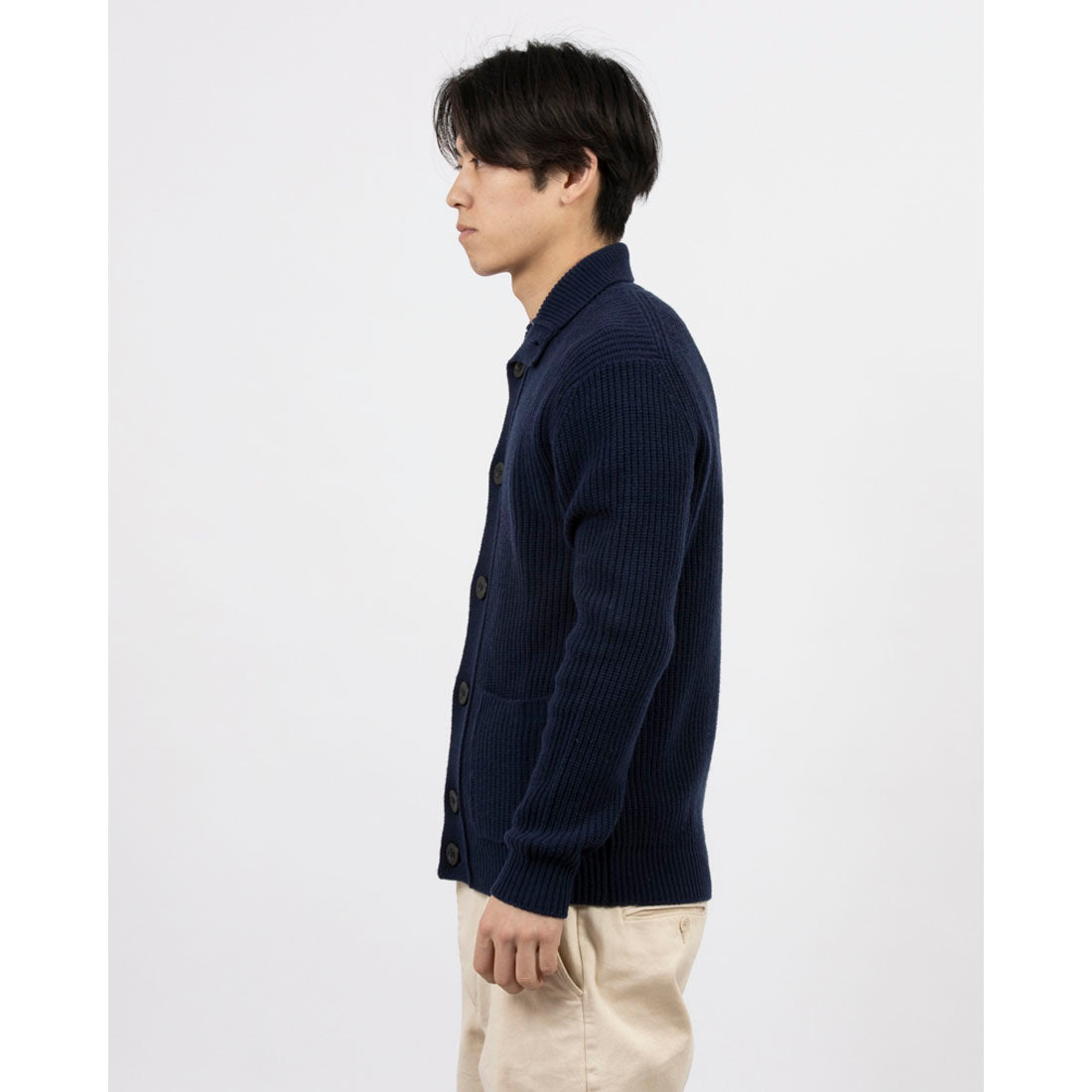 ユナイテッド カラーズ オブ ベネトン UNITED COLORS OF BENETTON. 襟付きウールリブニットカーディガン