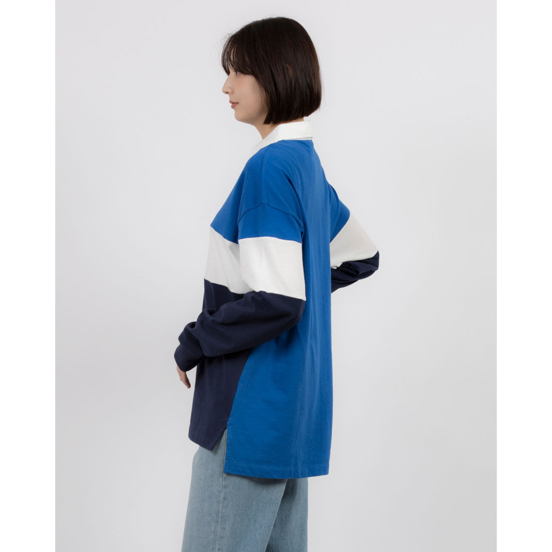 United Colors of Benetton UNITED COLORS OF BENETTON. Color Block Long Sleeve Rugby Polo Shirt