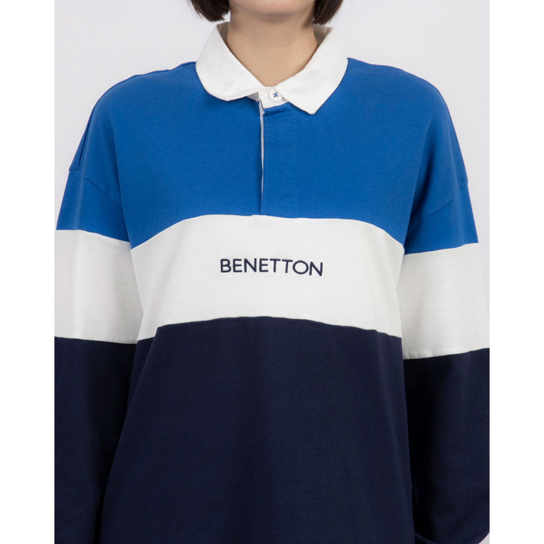United Colors of Benetton UNITED COLORS OF BENETTON. Color Block Long Sleeve Rugby Polo Shirt