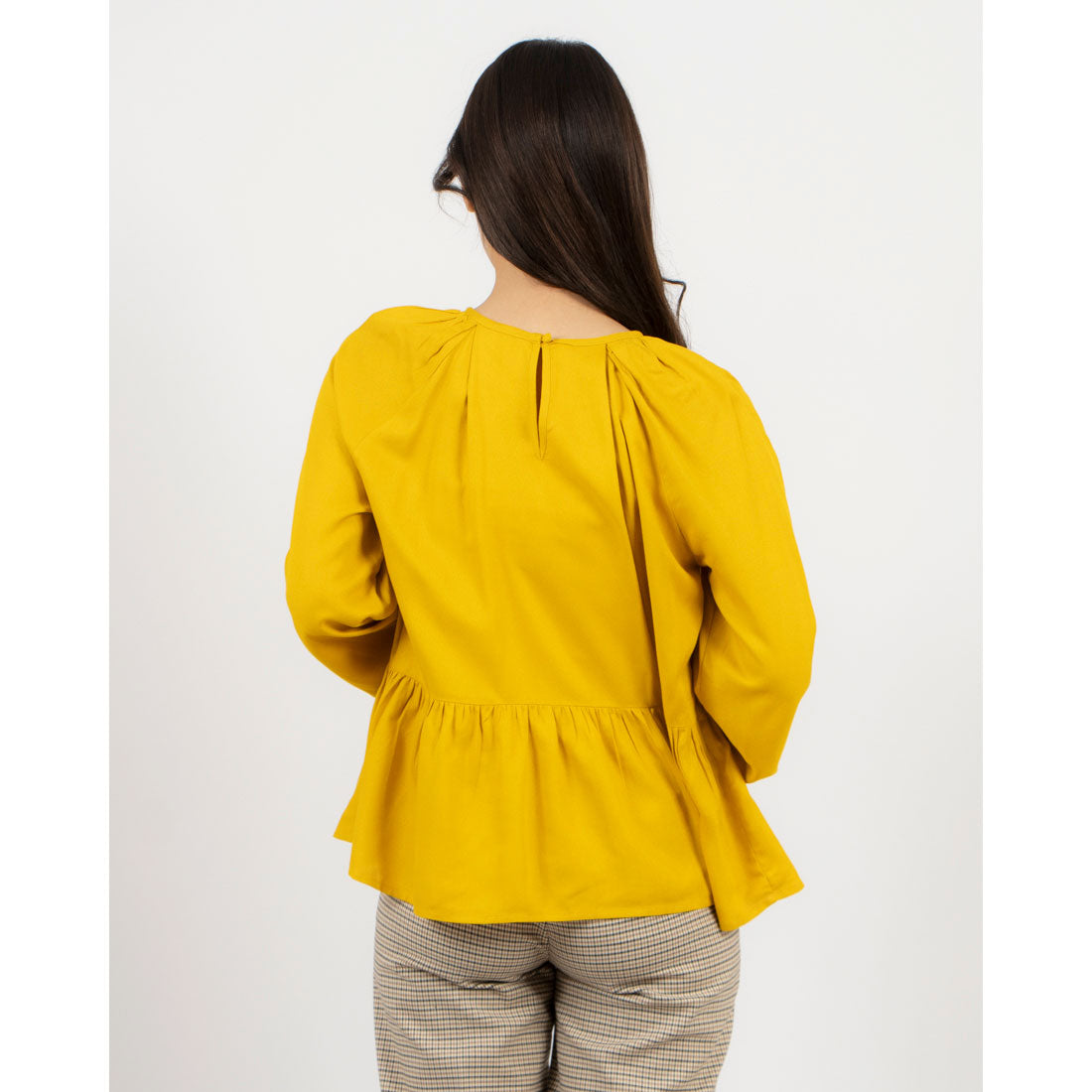 United Colors of Benetton UNITED COLORS OF BENETTON. Long Sleeve Crew Neck Peplum Blouse/Shirt