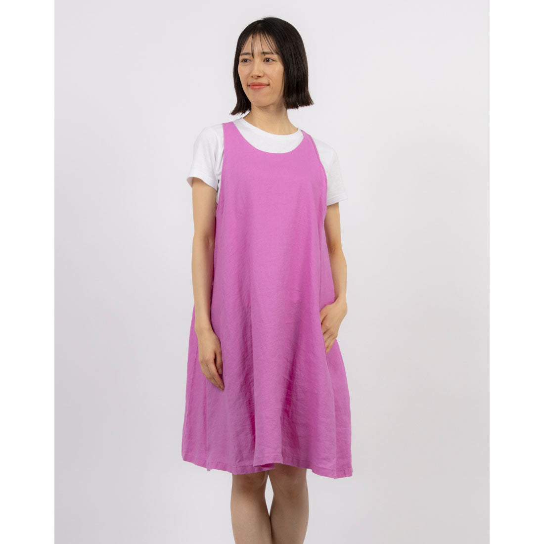 ユナイテッド カラーズ オブ ベネトン UNITED COLORS OF BENETTON. リネン100%ノースリーブミニワンピース