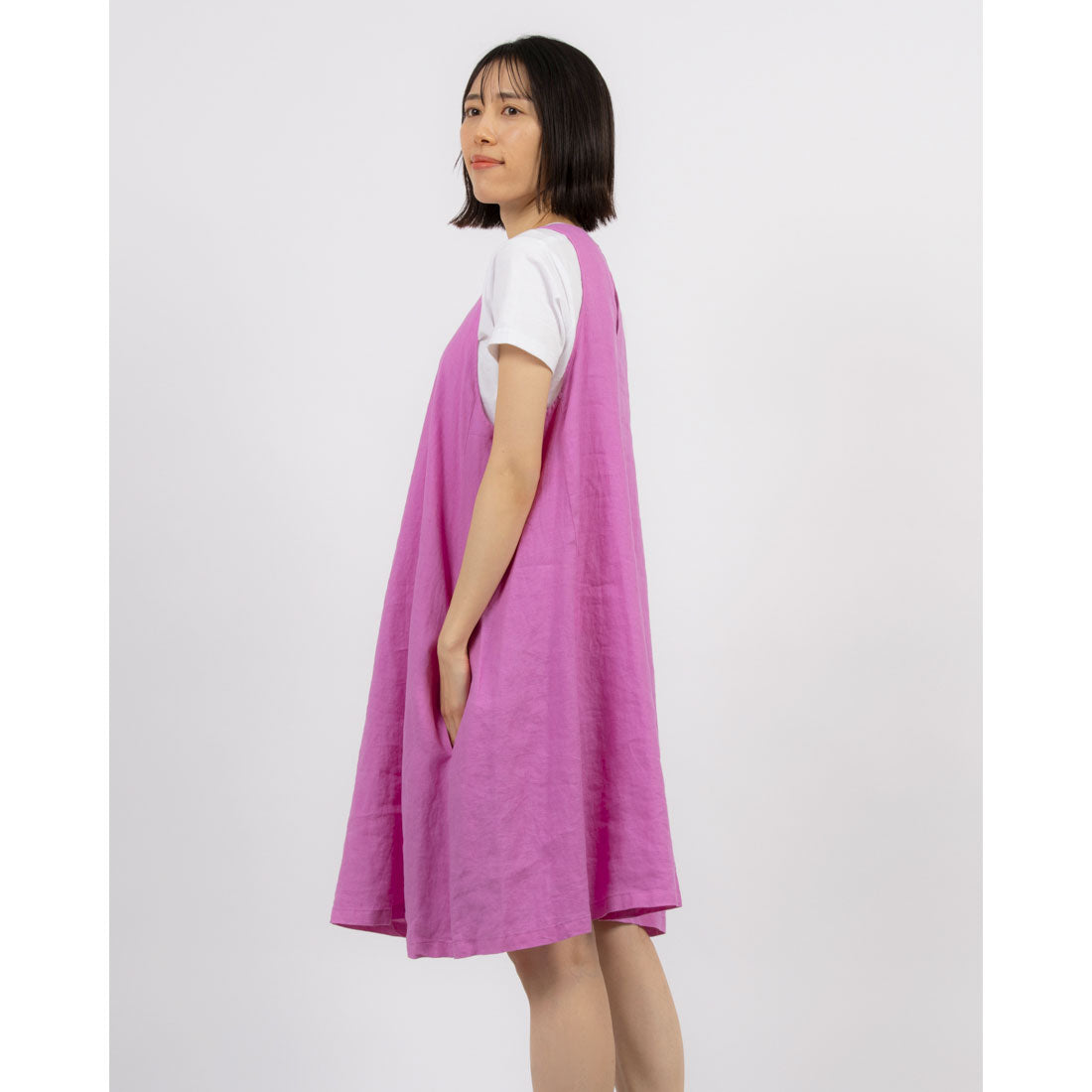 ユナイテッド カラーズ オブ ベネトン UNITED COLORS OF BENETTON. リネン100%ノースリーブミニワンピース