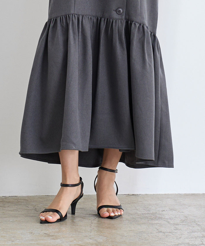 ユアーズ ur's アシンメトリーデザインストラップサンダル (ブラック) ブラック