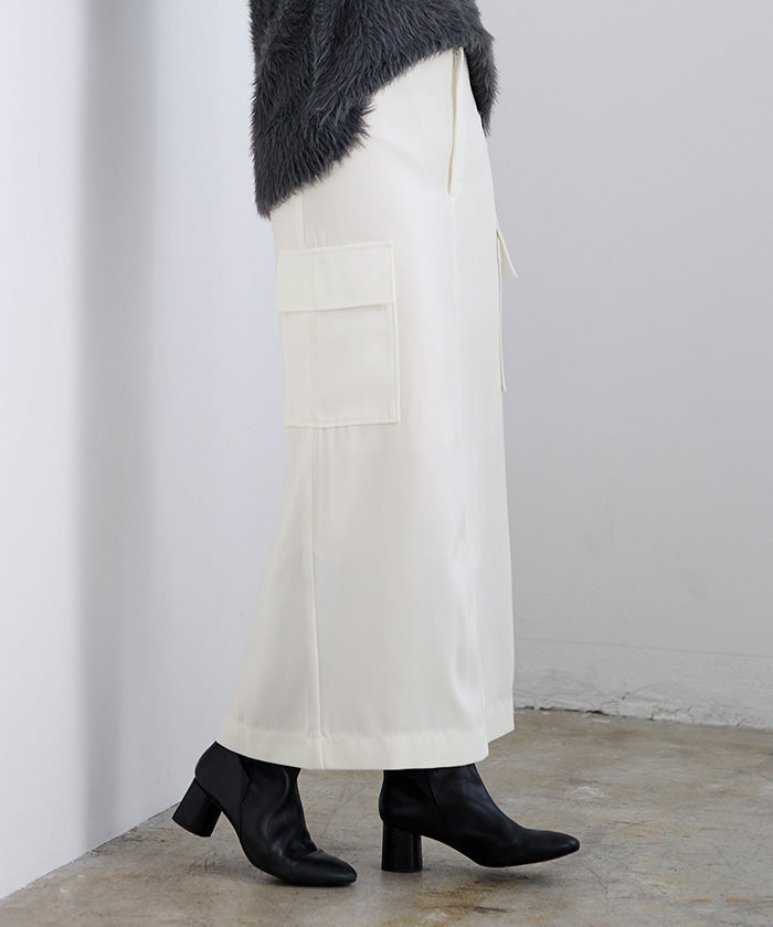 ユアーズ ur's ローウエストサテンライクカーゴスカート (チャコール) チャコール