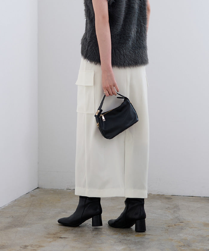 ユアーズ ur's ローウエストサテンライクカーゴスカート (チャコール) チャコール