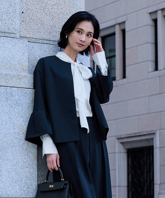 ur's ur's 聚集喇叭袖無領外套