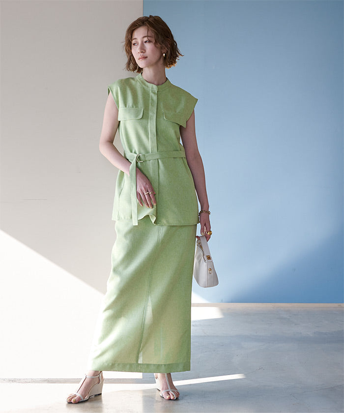 ユアーズ ur's リネンライクノースリーブトップス (ダークブラウン) ダークブラウン