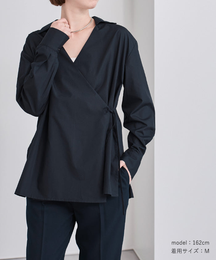 ユアーズ ur's スキッパーラップシャツ (ダークネイビー) ダークネイビー