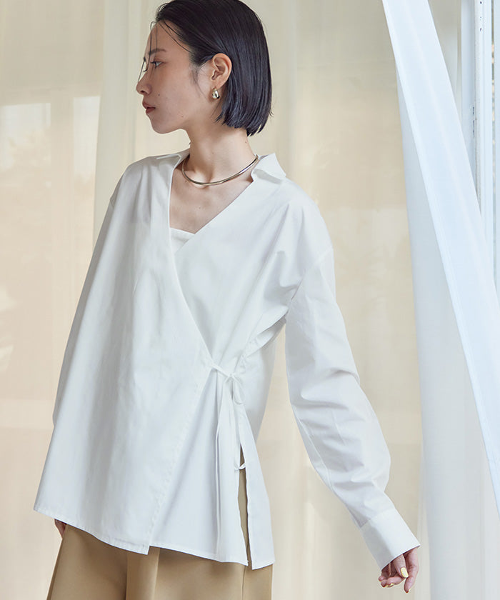 ユアーズ ur's スキッパーラップシャツ (ダークネイビー) ダークネイビー