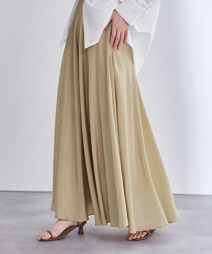 ユアーズ ur's シルキーフレアスカート (グレージュ) グレージュ