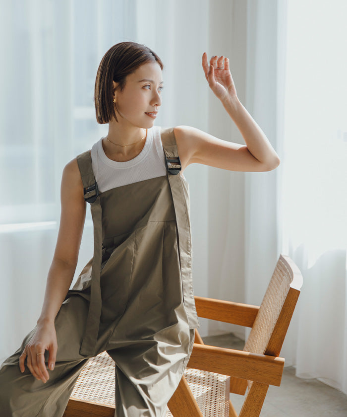 ユアーズ ur's 撥水素材サロペット/ラッシュガード (ブラック) ブラック