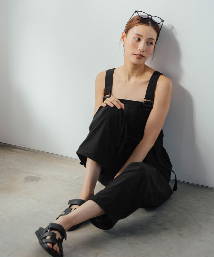 ユアーズ ur's 撥水素材サロペット/ラッシュガード (ブラック) ブラック