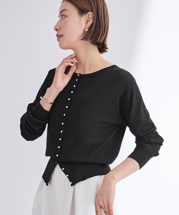 ユアーズ ur's UVケアパール釦ニットカーディガン (ライトピンク) ライトピンク