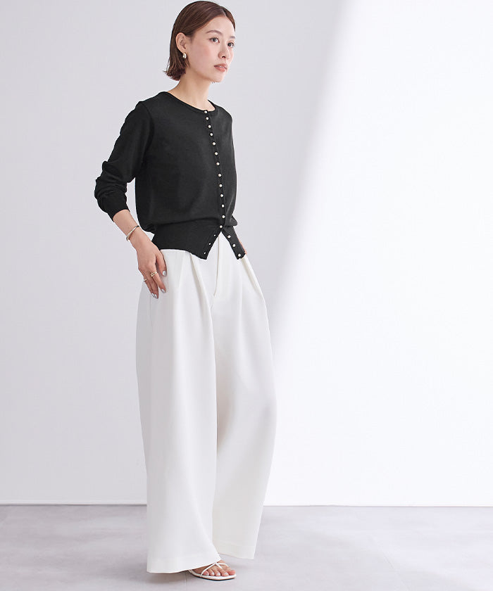 ユアーズ ur's UVケアパール釦ニットカーディガン (ライトピンク) ライトピンク