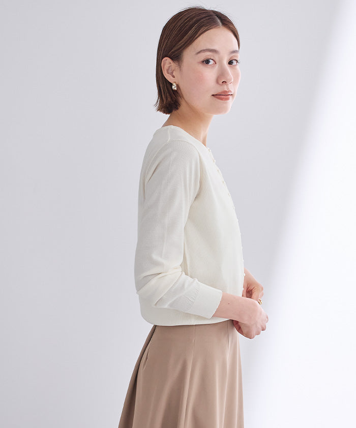 ユアーズ ur's UVケアパール釦ニットカーディガン (ライトピンク) ライトピンク