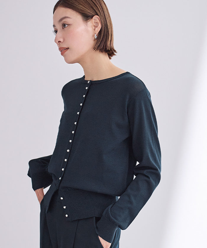 ユアーズ ur's UVケアパール釦ニットカーディガン (ライトピンク) ライトピンク