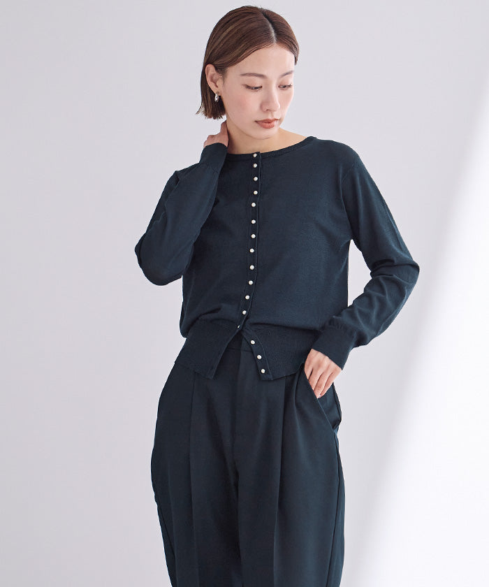 ユアーズ ur's UVケアパール釦ニットカーディガン (ライトピンク) ライトピンク