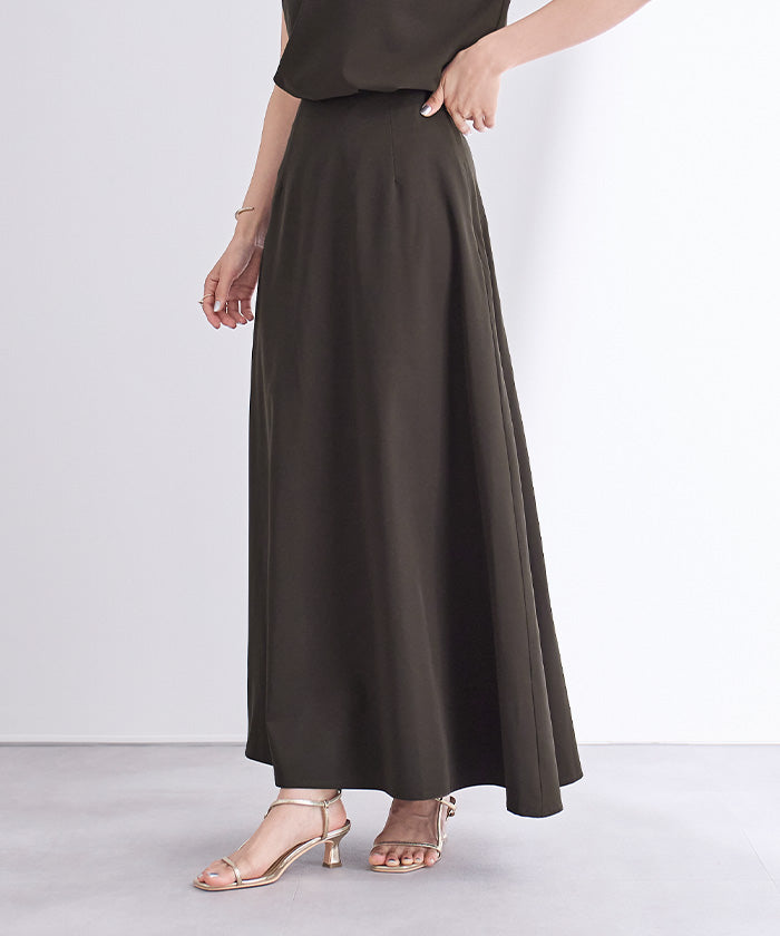 ユアーズ ur's 撥水フレアドレープスカート (ベージュ) ベージュ