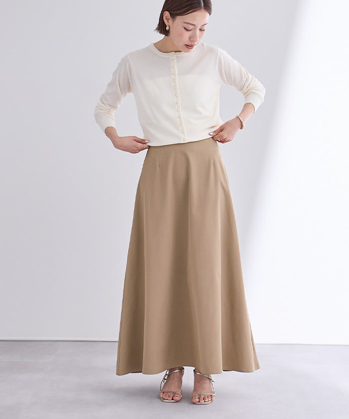 ユアーズ ur's 撥水フレアドレープスカート (ベージュ) ベージュ