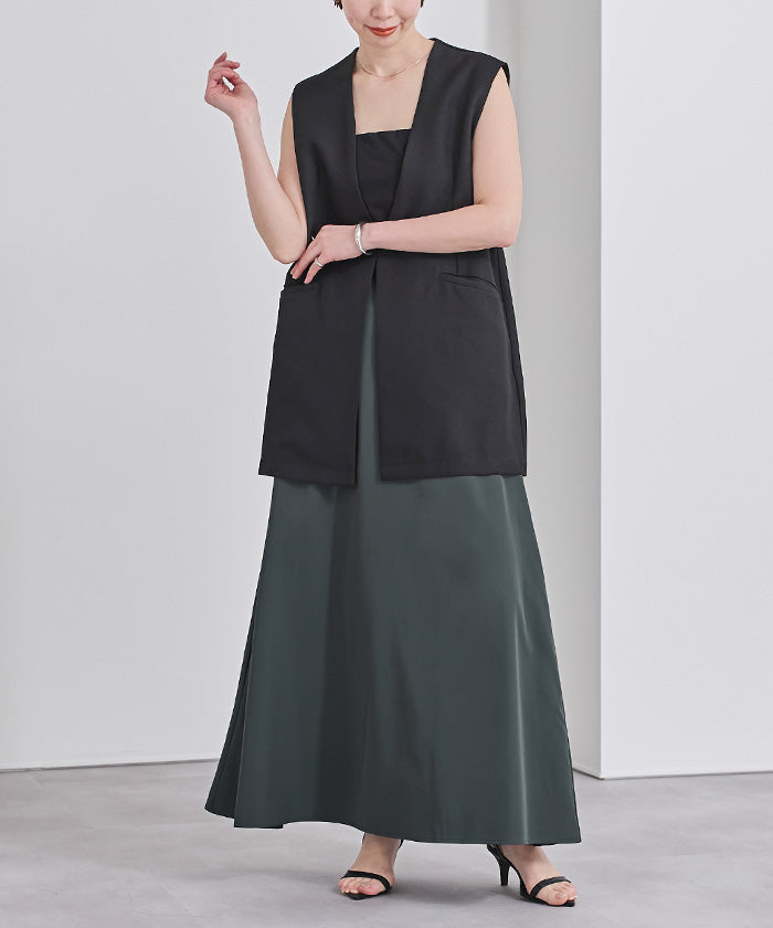 ユアーズ ur's 撥水フレアドレープスカート (ベージュ) ベージュ