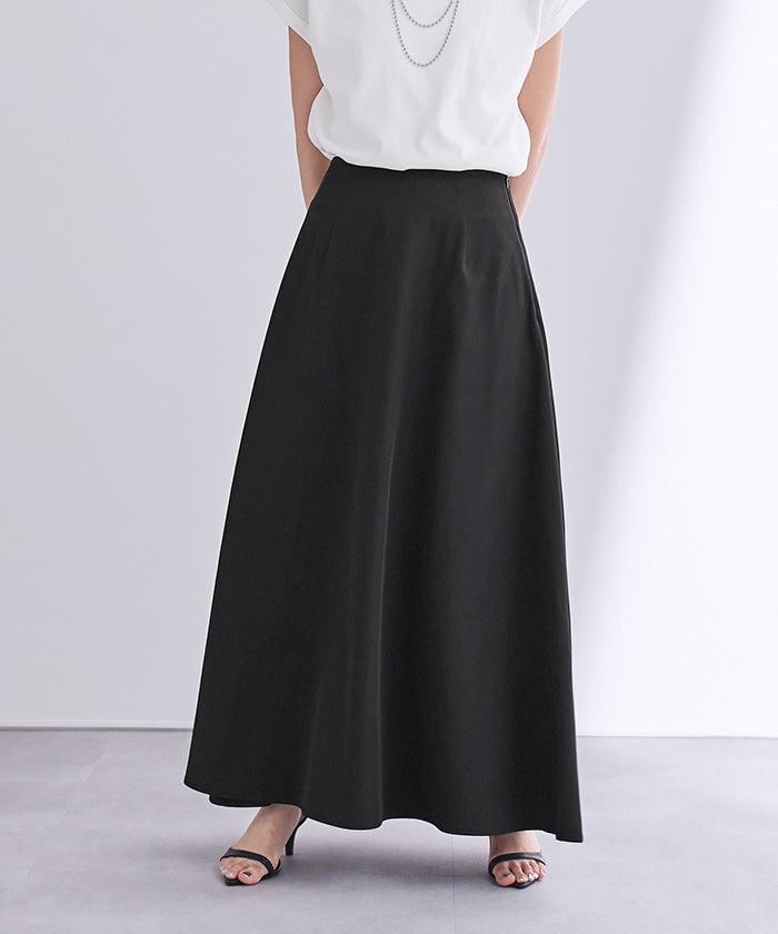 ユアーズ ur's 撥水フレアドレープスカート (ブラック) ブラック