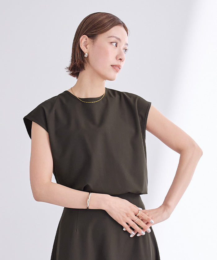 ユアーズ ur's 撥水フレンチスリーブトップス (ブラック) ブラック