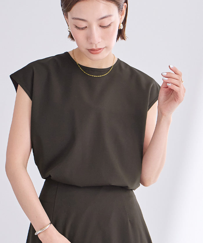 ユアーズ ur's 撥水フレンチスリーブトップス (ブラック) ブラック