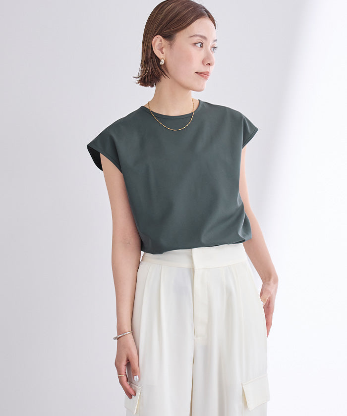 ユアーズ ur's 撥水フレンチスリーブトップス (ブラック) ブラック