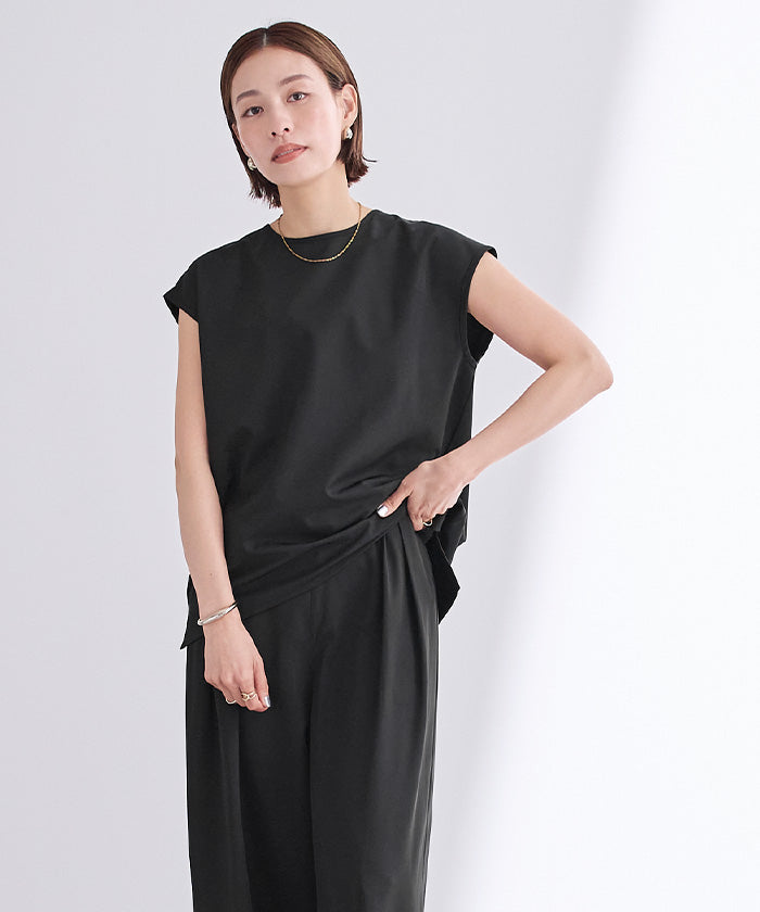 ユアーズ ur's 撥水フレンチスリーブトップス (ブラック) ブラック