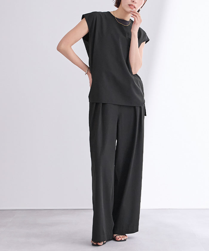 ユアーズ ur's 撥水フレンチスリーブトップス (ブラック) ブラック