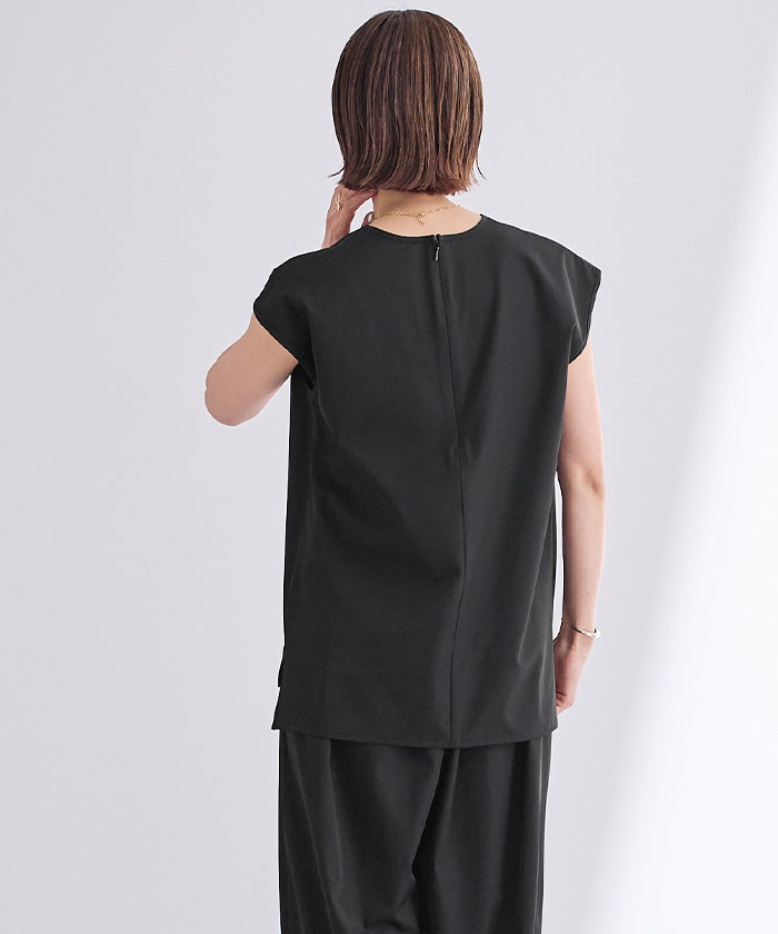 ユアーズ ur's 撥水フレンチスリーブトップス (ブラック) ブラック