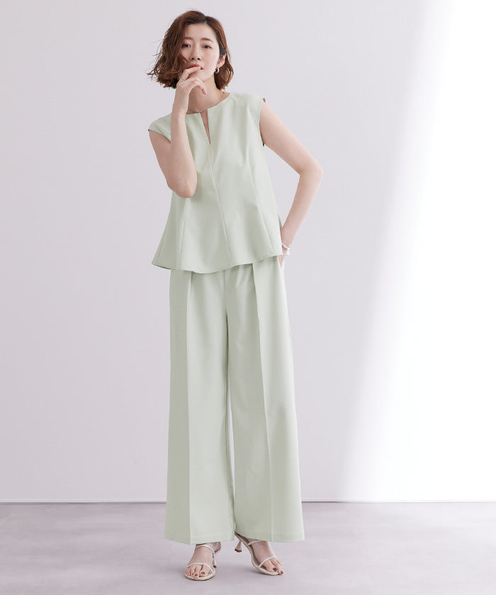 ユアーズ ur's 美シルエットリラックスワイドパンツ (ホワイト) ホワイト